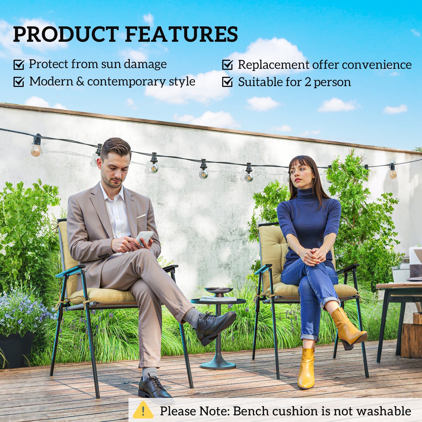 Set of Two Outdoor Seat Cushions