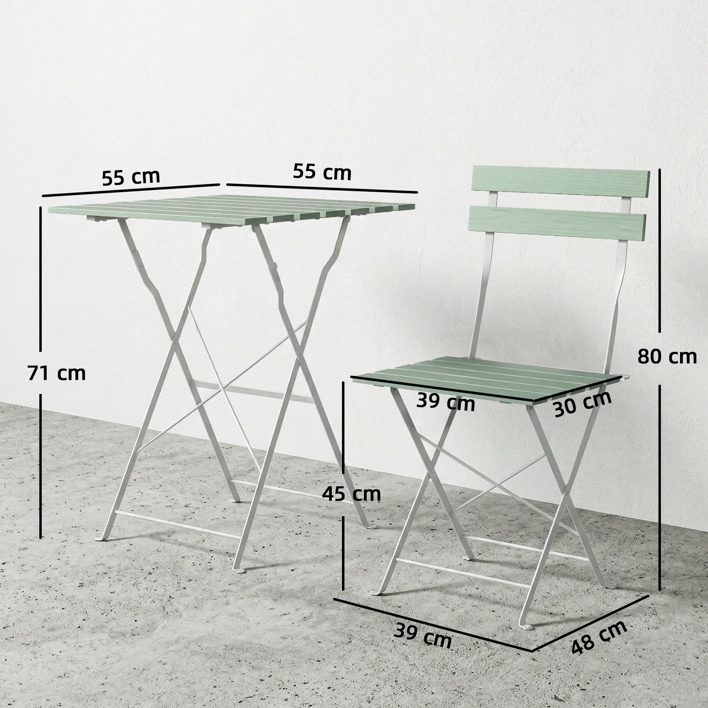 Outdoor Bistro Set Folding Patio Furniture Set with 2 Chairs Table