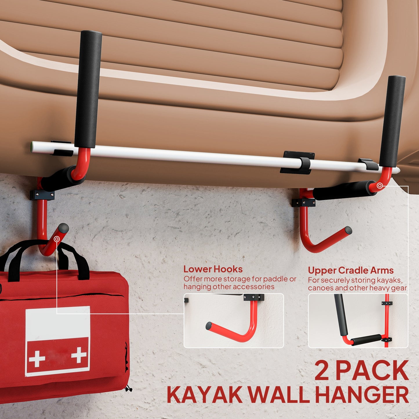 Kayak Canoe Heavy Duty Wall Mounted Storage Holder Rack Heavy Duty