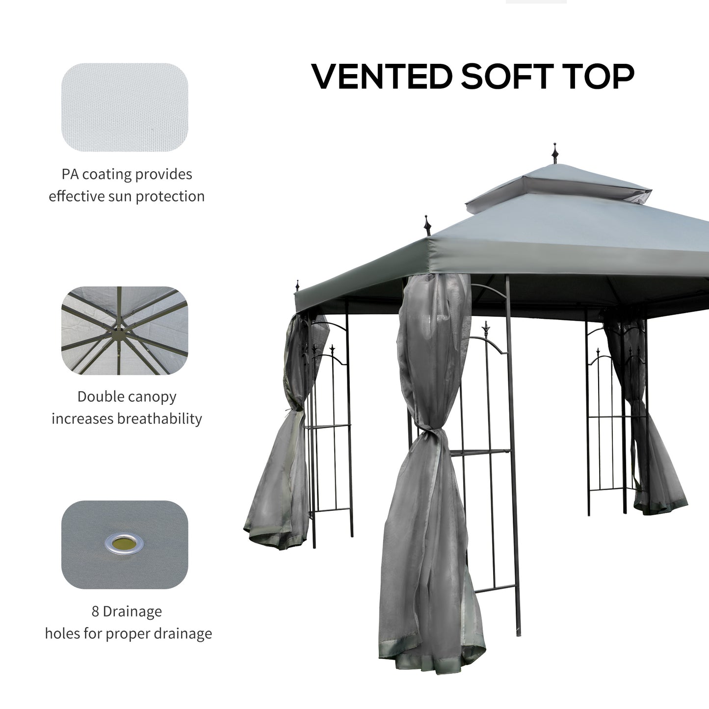 3(M)x3(M) Garden Gazebo Double Top Outdoor Canopy Patio Event Party
