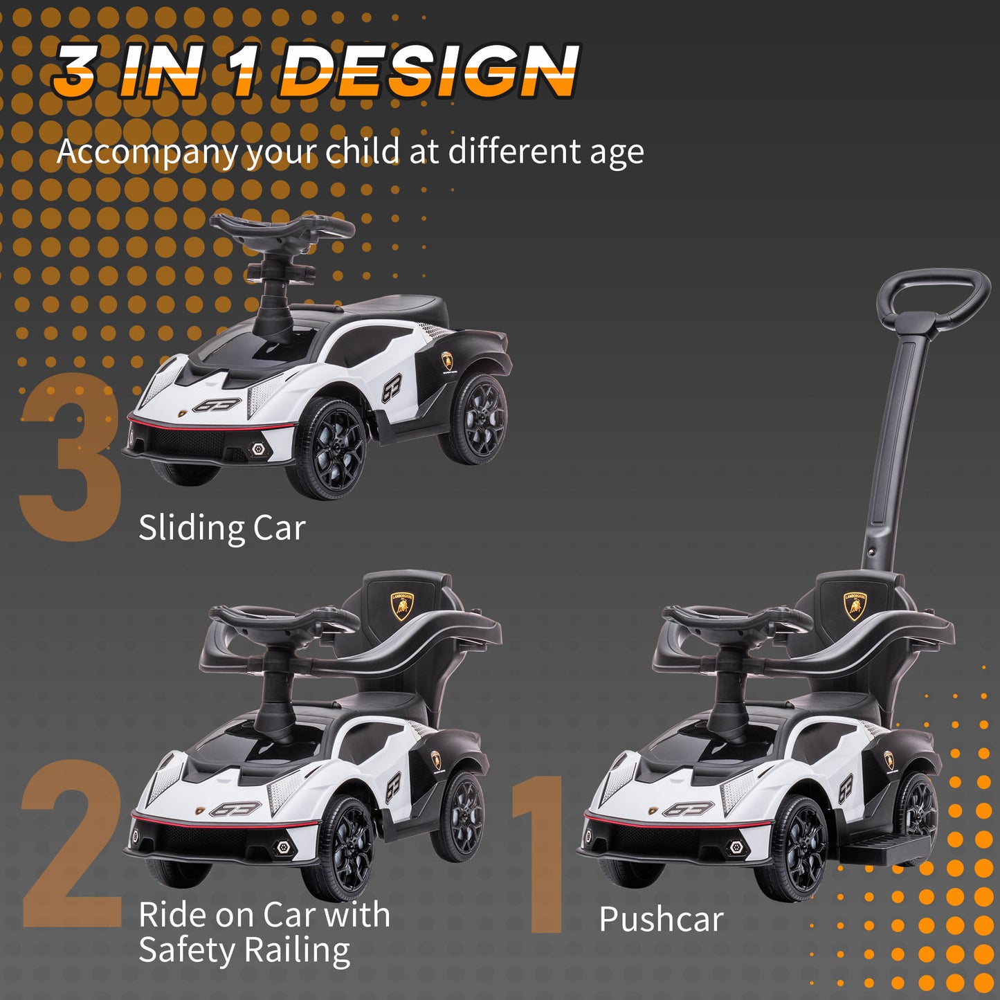 Licensed 2 in 1 Baby Ride on Push Car Toddler Push Along Car