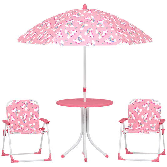 Kids Patio Table and Chair Set, Kids Garden Furniture with Umbrella