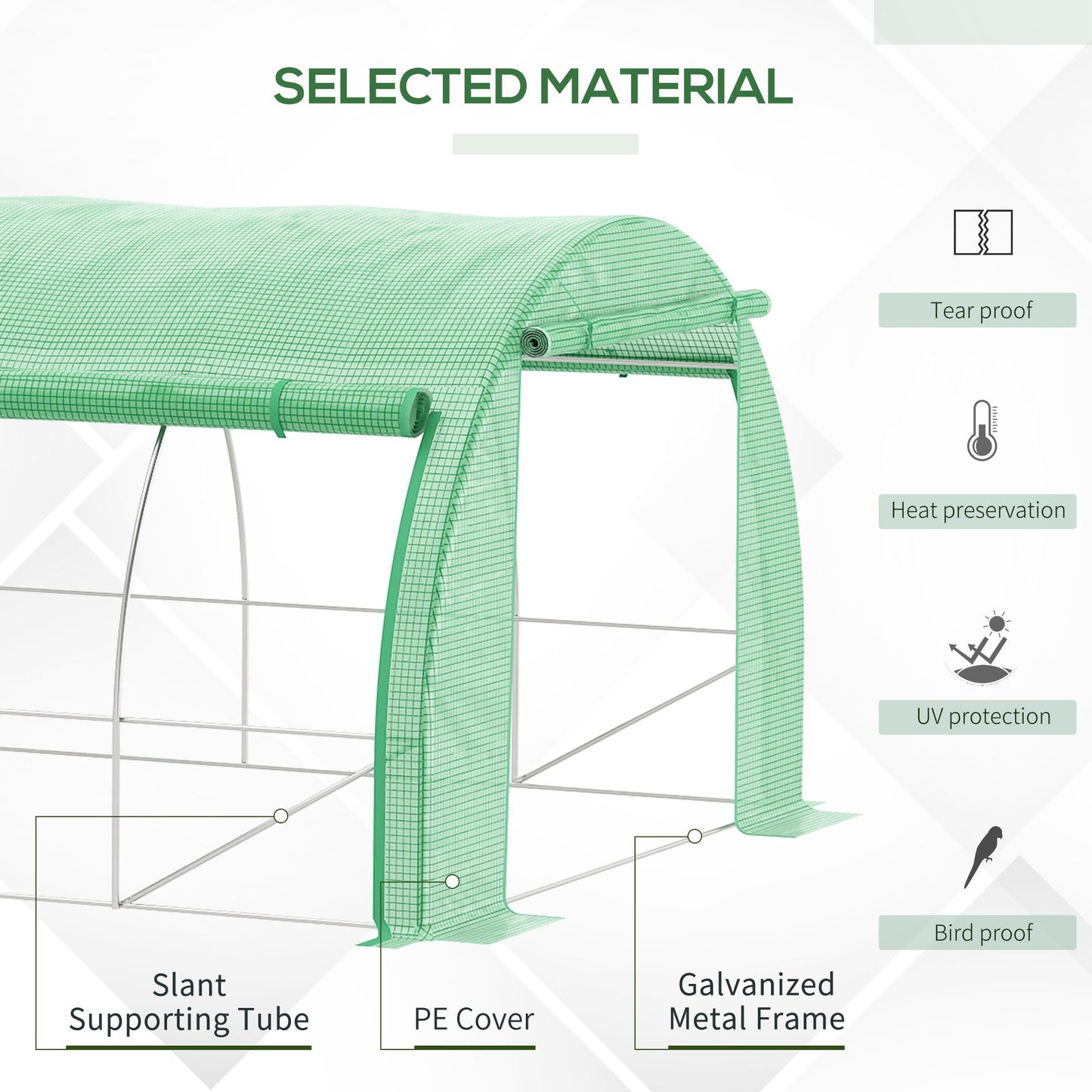 Polytunnel Greenhouse Walk-in Grow House Tent with Roll-up Sidewalls (2)