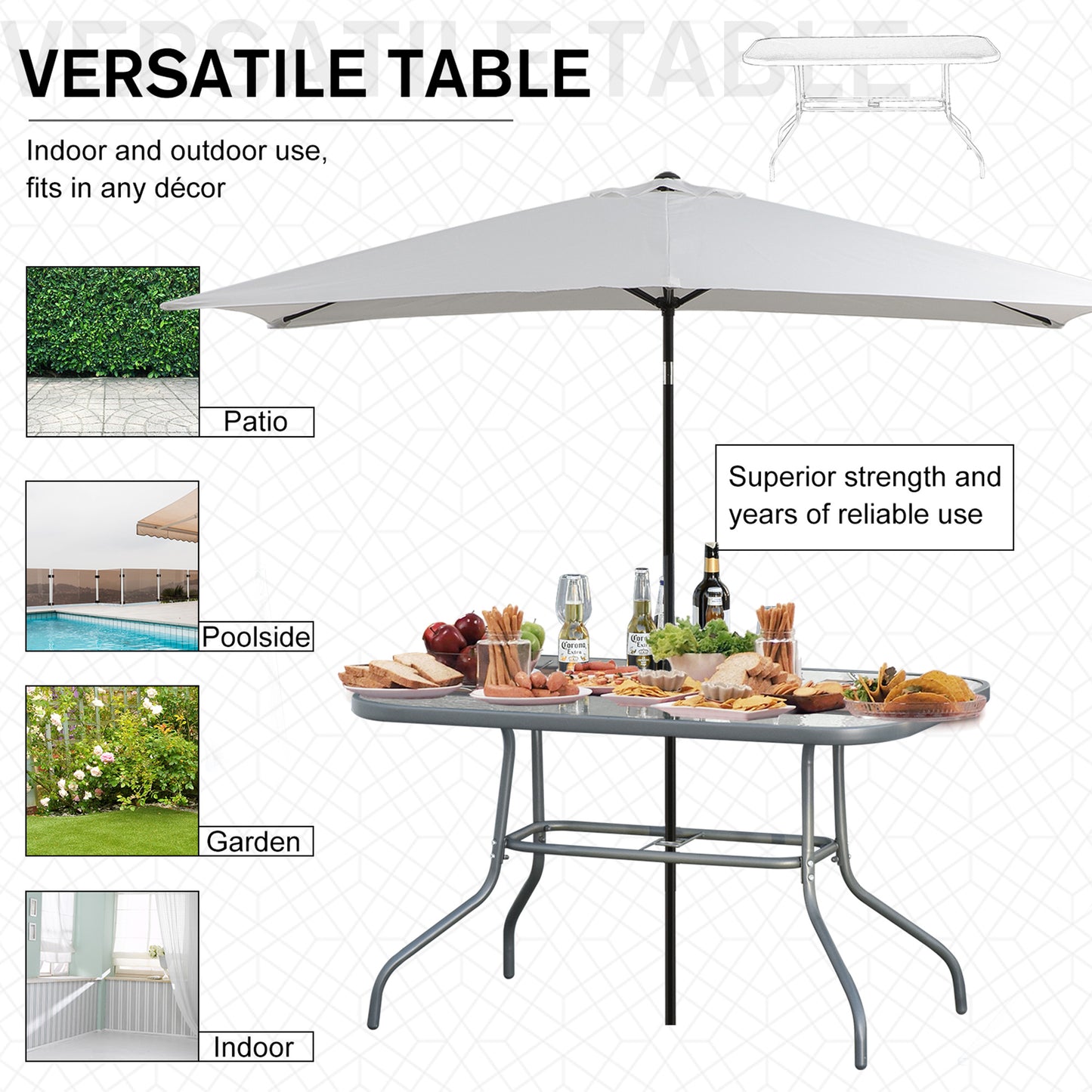 Garden Dining Table Glass Top Metal Frame (1)