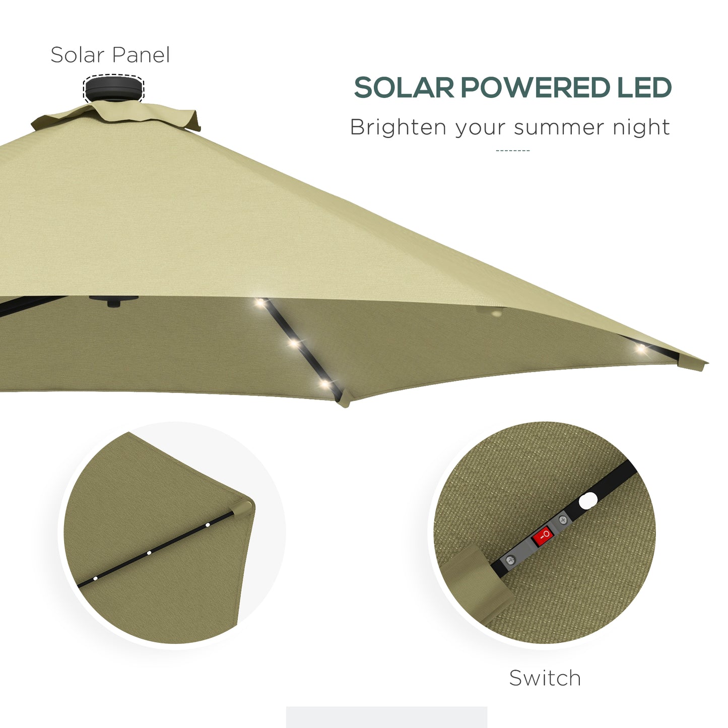 3(m) Solar LED Cantilever Parasol