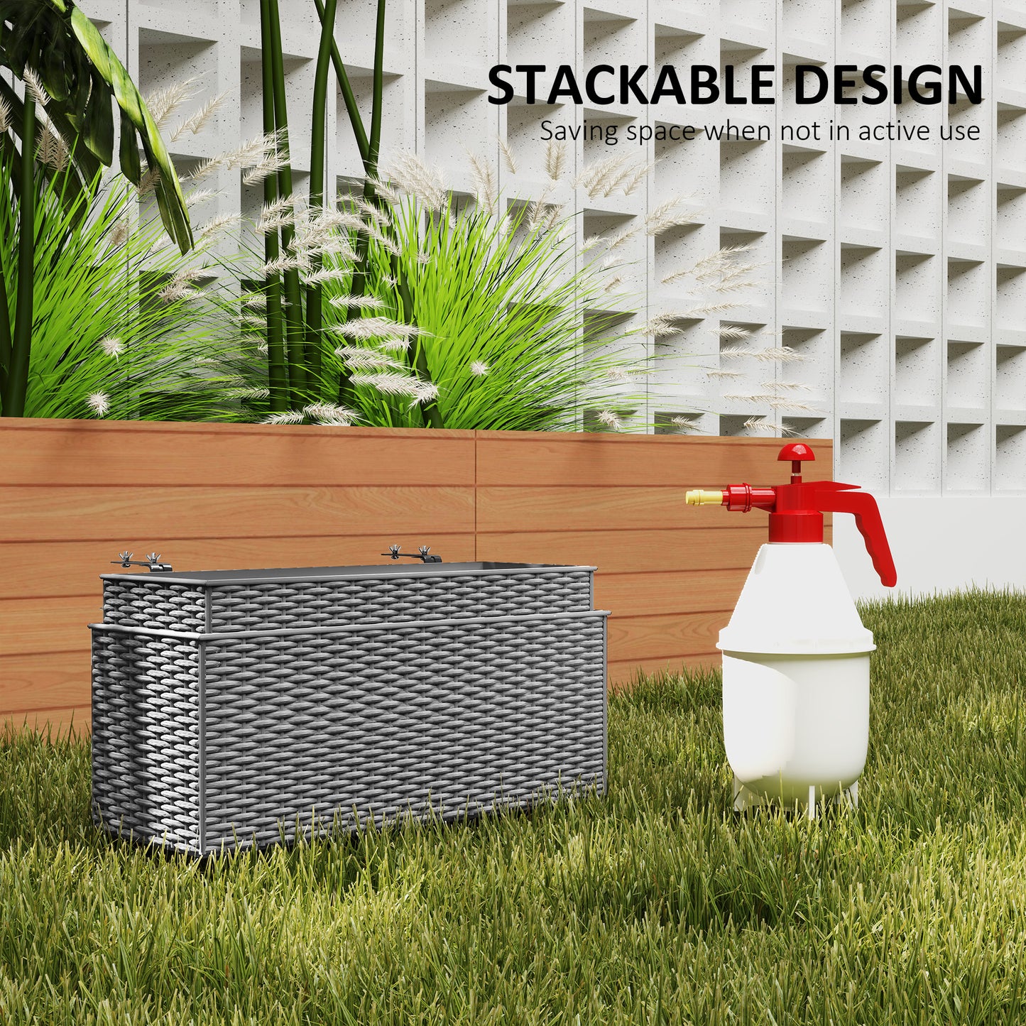 Set of Two Rattan-Effect Planters (1)