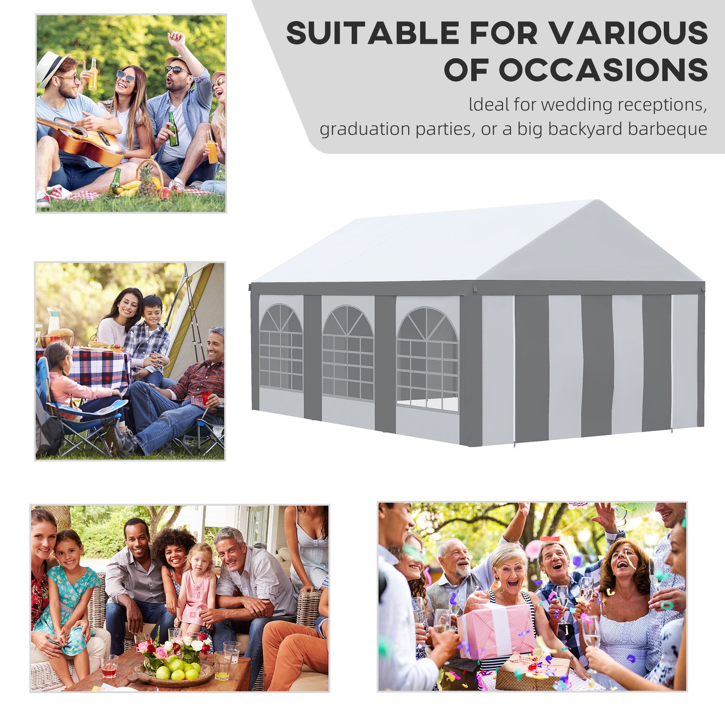 6 x 4m Galvanised Party Tent, Marquee Gazebo with Sides