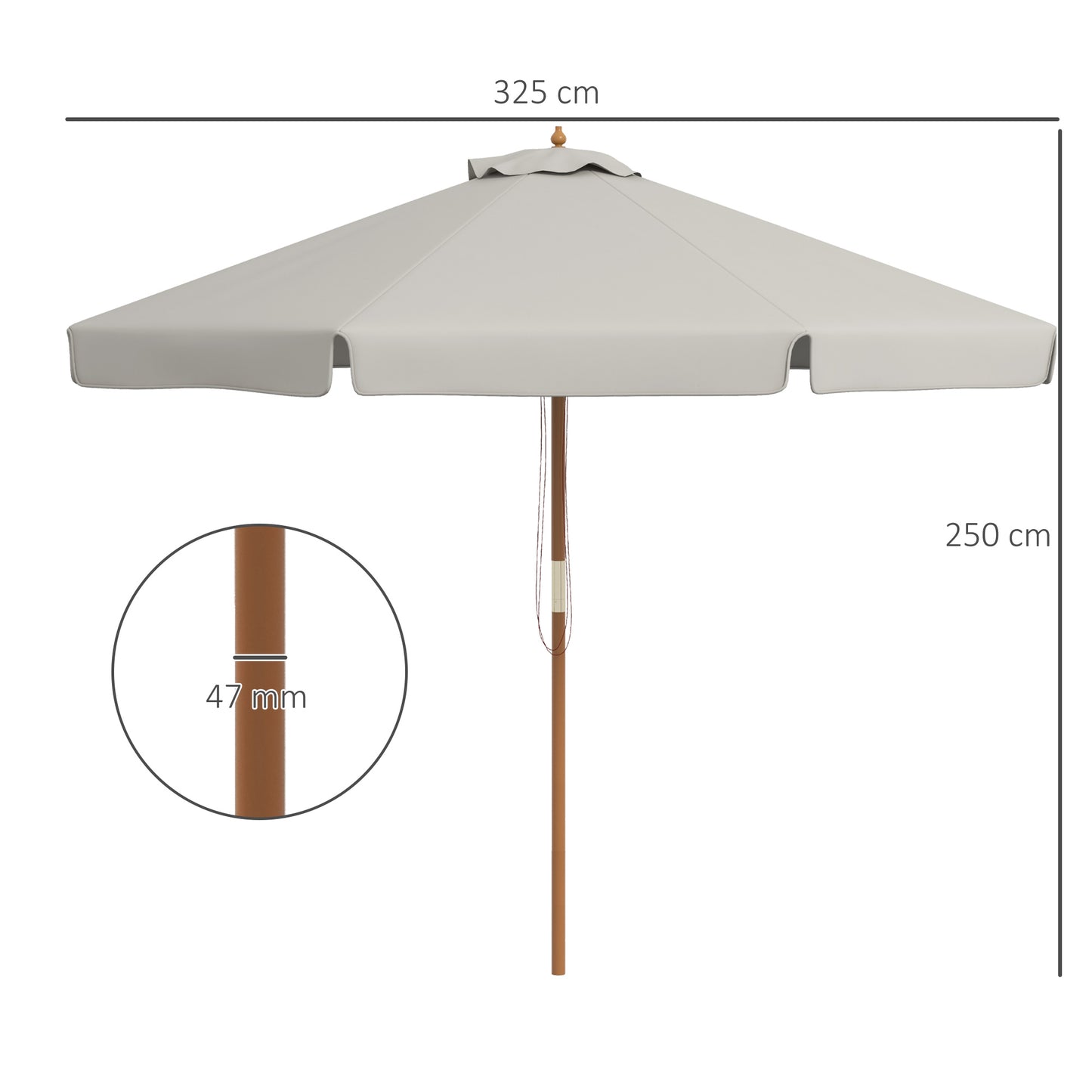 3.3m Elegant Wooden Parasol
