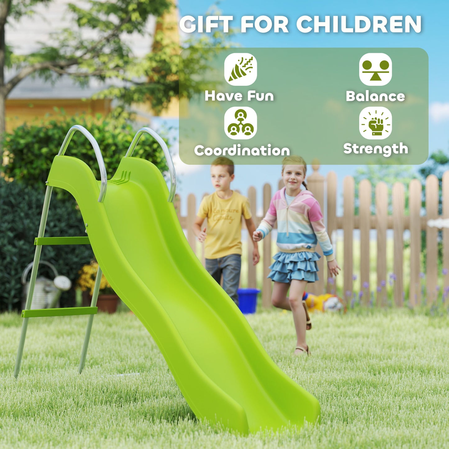 Freestanding Kids Slide with Climbing Ladder