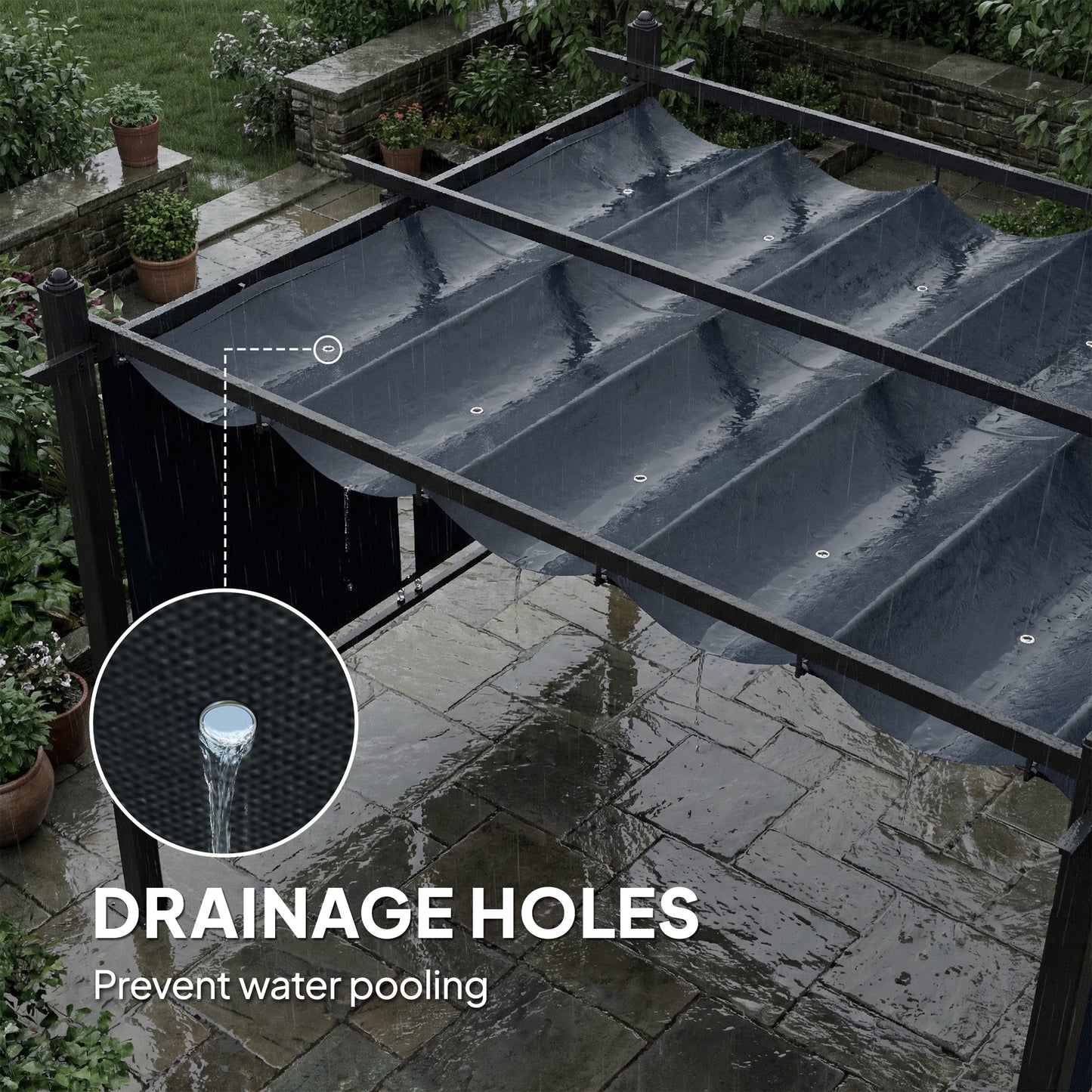 4 x 3 m Garden Pergola with Retractable Roof Canopy
