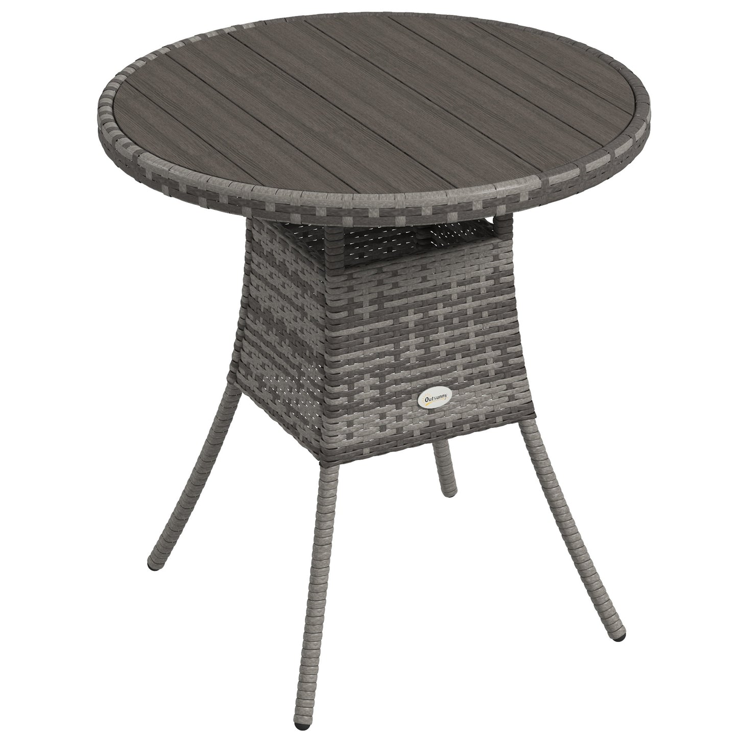 70 cm Wood-Effect Rattan Garden Table