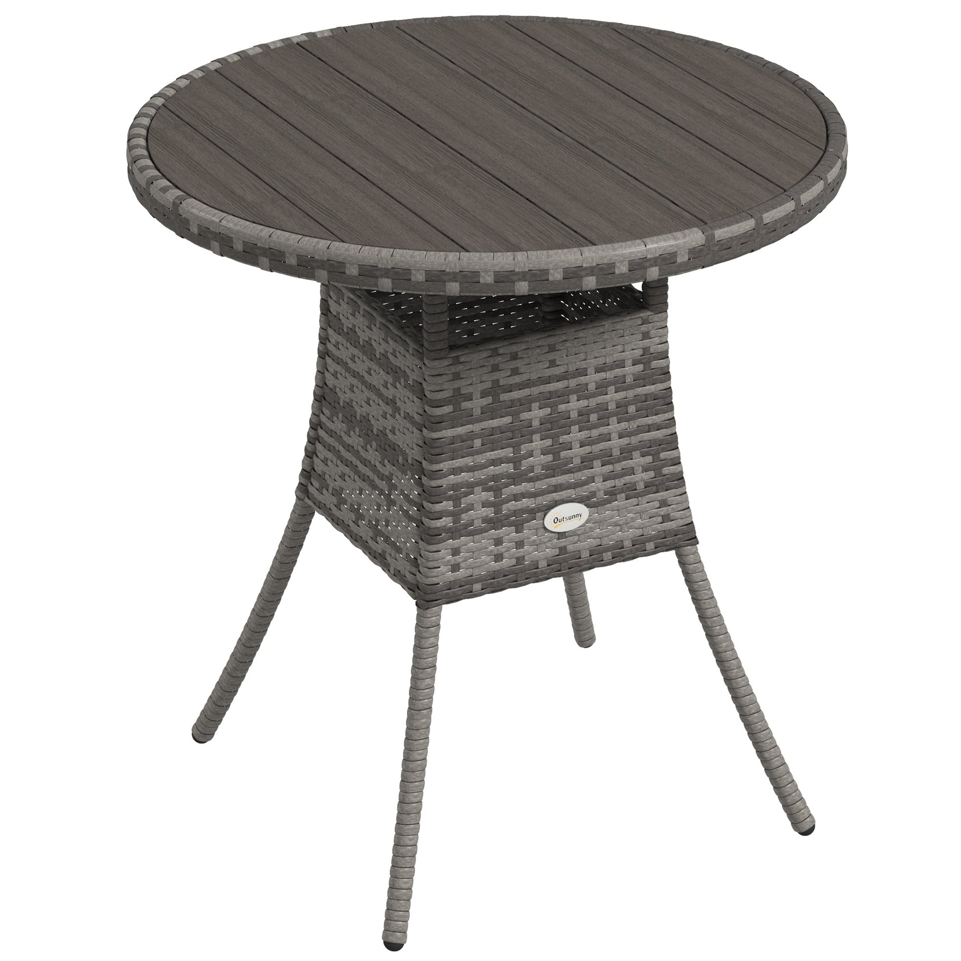70 cm Wood-Effect Rattan Garden Table