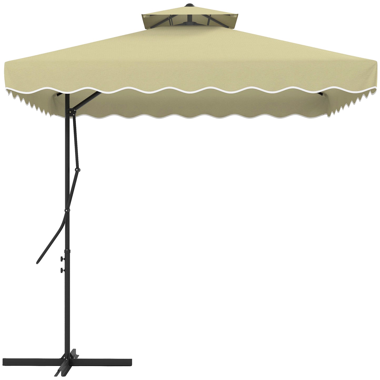 2.5m Square Double Top Garden Parasol Cantilever Umbrella with Ruffles