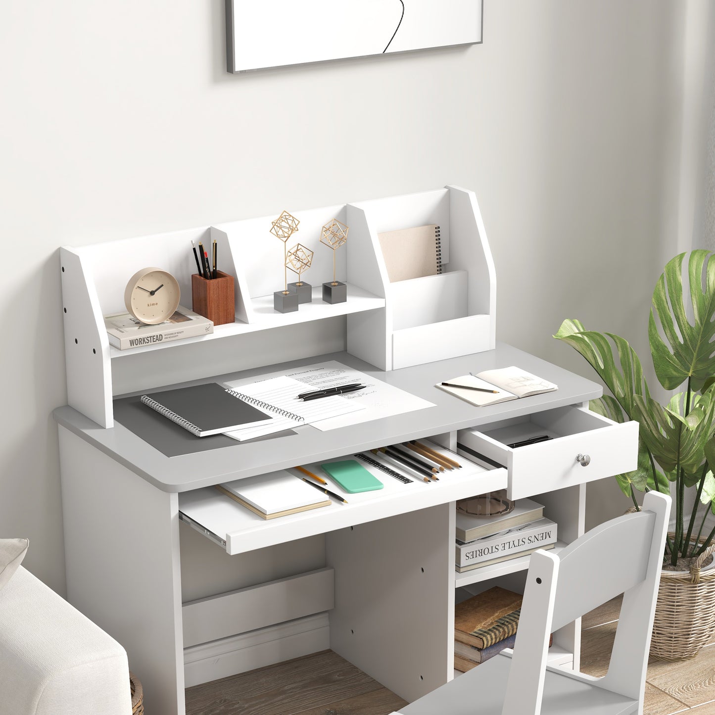 Two-Piece Kids Desk and Chair Set with Storage, for Ages 5-8 Years