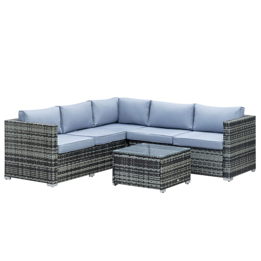 Four-Piece Rattan Sofa Set with 11 Cushions, Steal Frame
