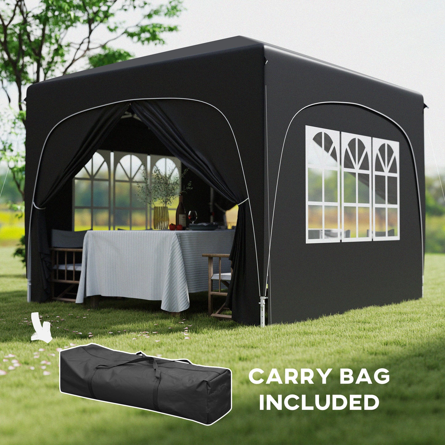 3 x 3m Pop-Up Gazebo Shelter, with Accessories