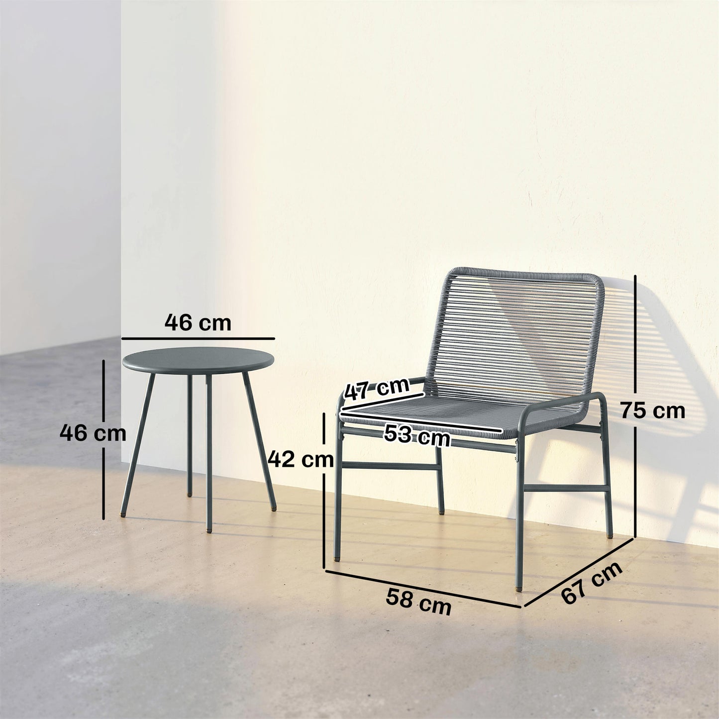 3 Piece Rattan Bistro Set, Outdoor Garden Furniture Set