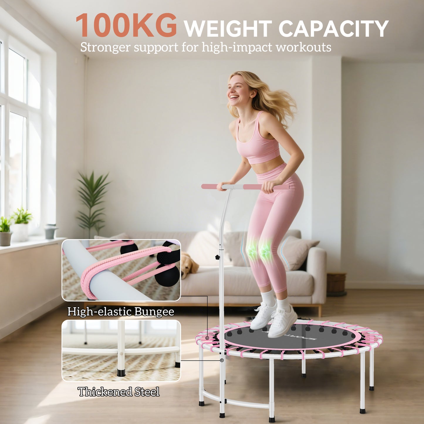 40" Fitness Trampoline, Mini Rebounder Trampoline for Adults