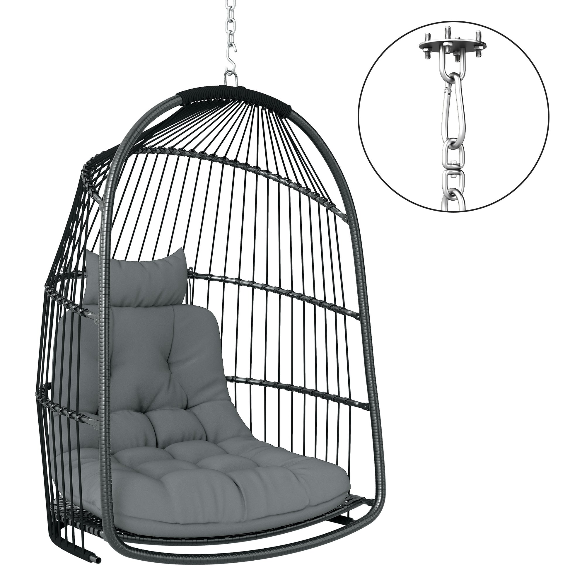 Hanging Egg Chair, Foldable Rattan Garden Swing Chair
