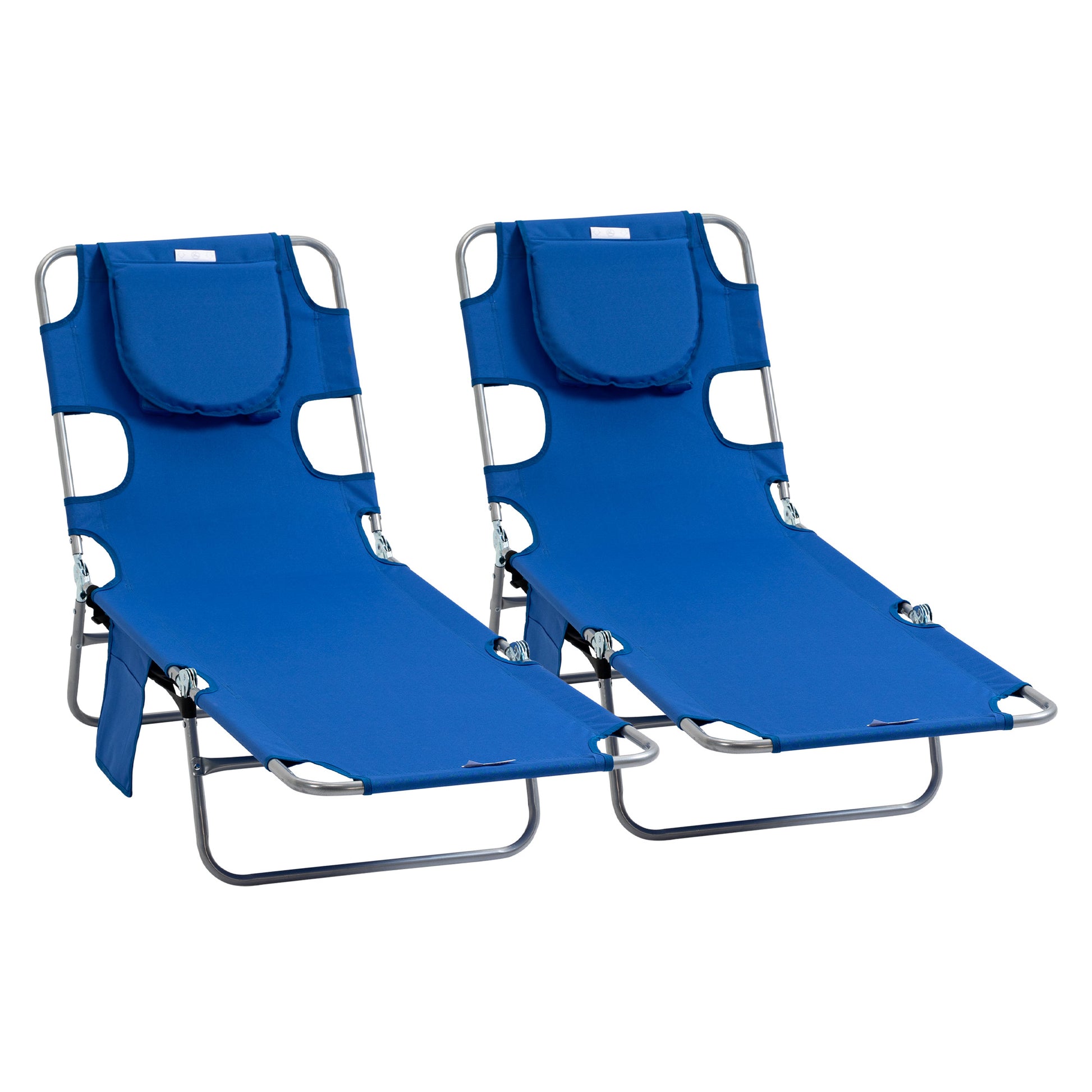 2 Pieces Foldable Sun Lounger with Reading Hole