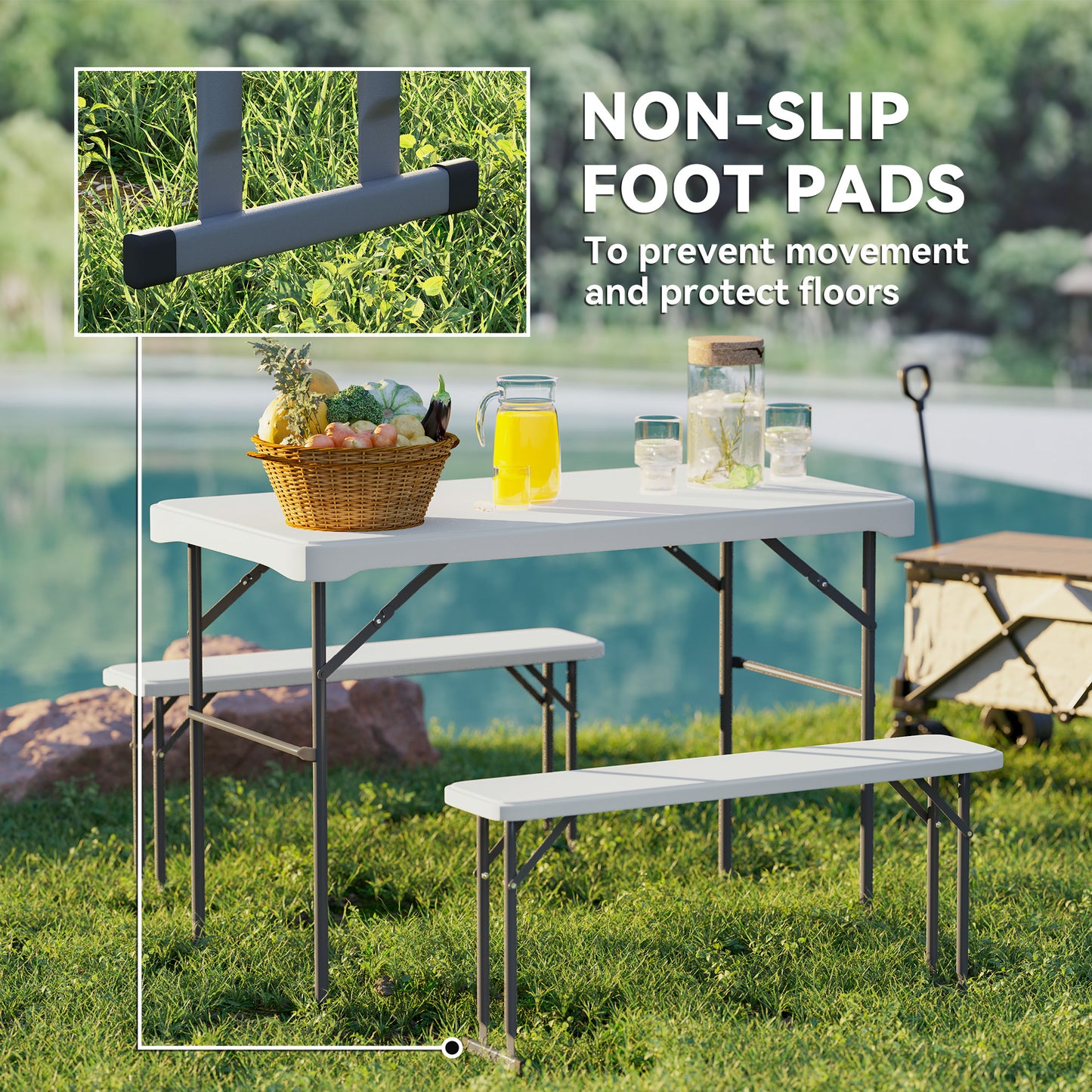 Three-Piece Folding Picnic Table and Bench Set