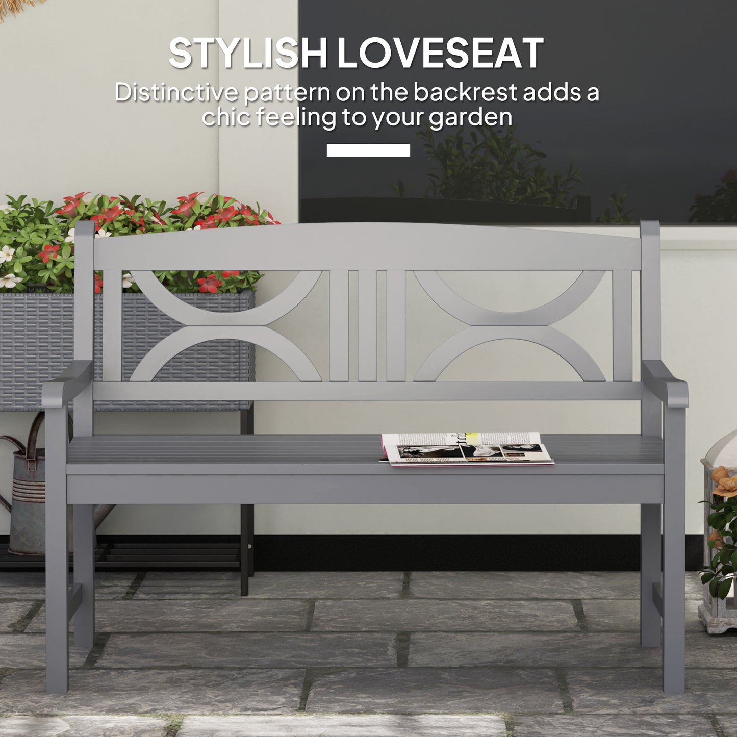 2-Seater Wooden Garden Bench Outdoor Patio Loveseat for Porch
