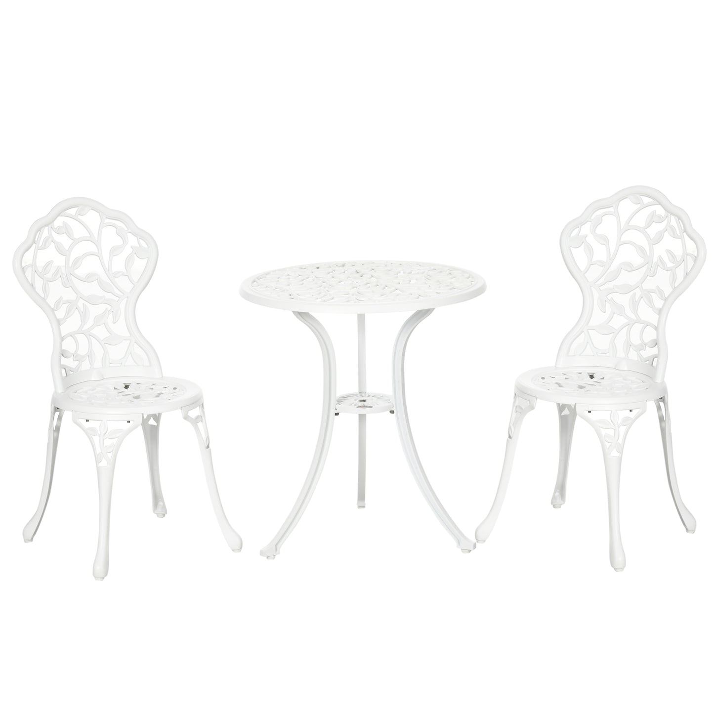 3 Pcs Aluminium Bistro Set Garden Furniture Dining Table Chairs