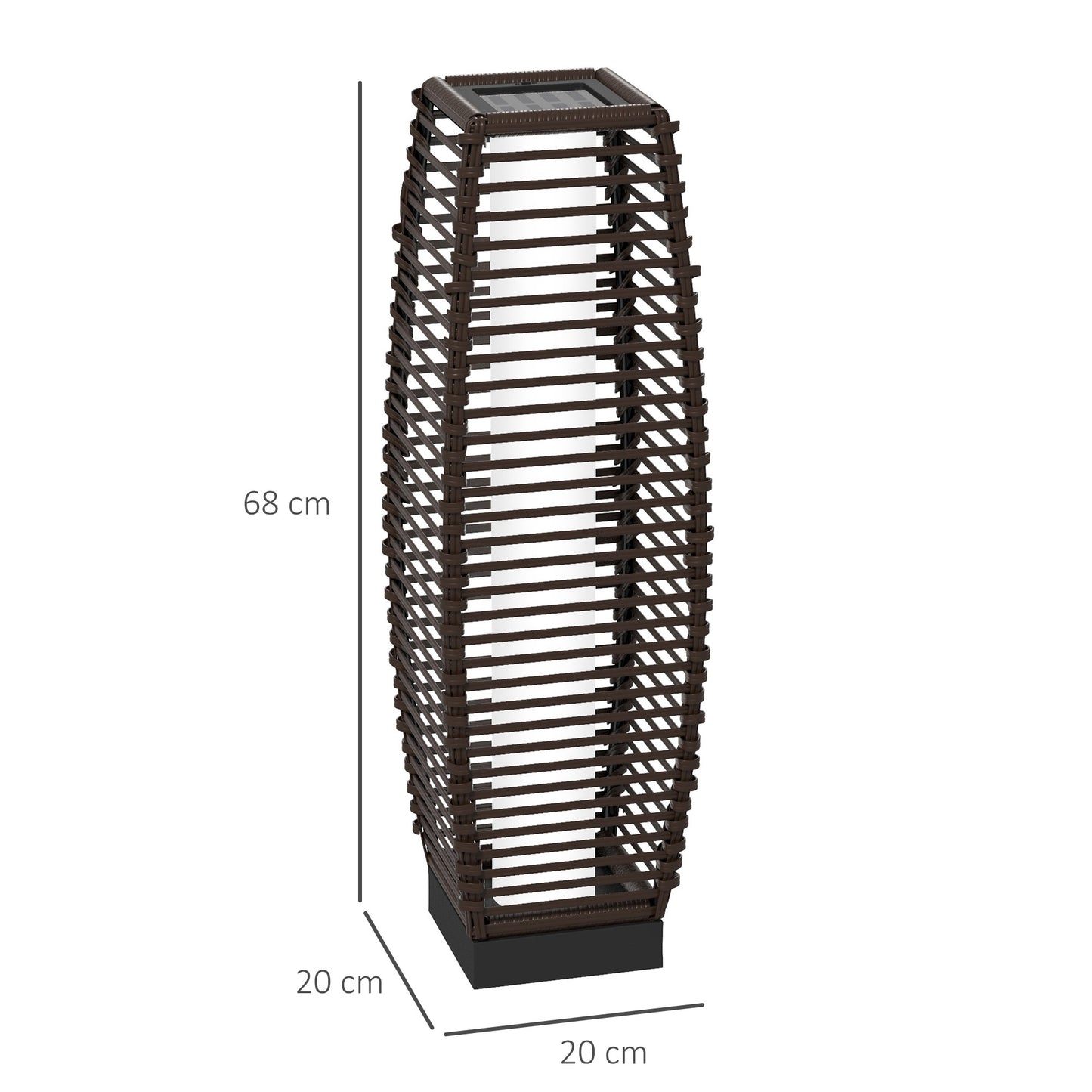 Rattan Solar Floor Lamp,  68cm Tall Outdoor Garden Lantern Pathway