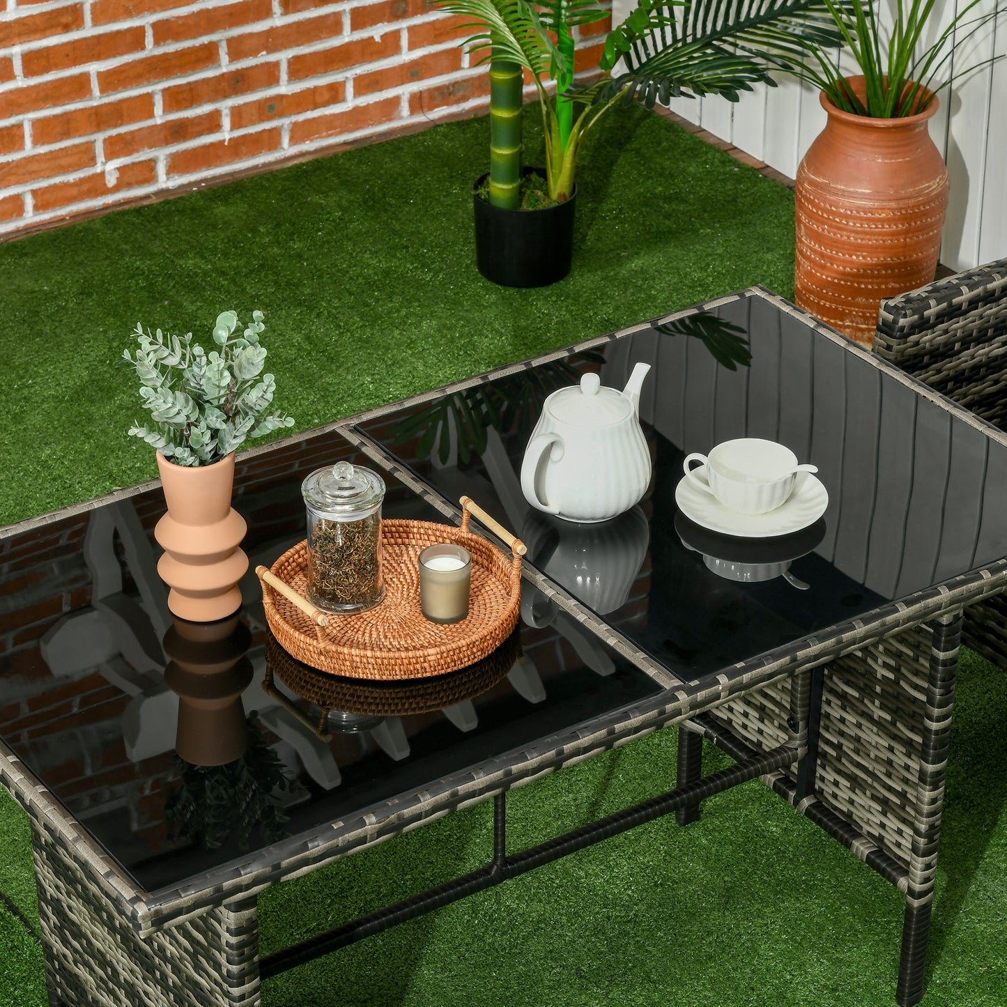 5 Seater Rattan Garden Furniture Set, 2 Armchairs