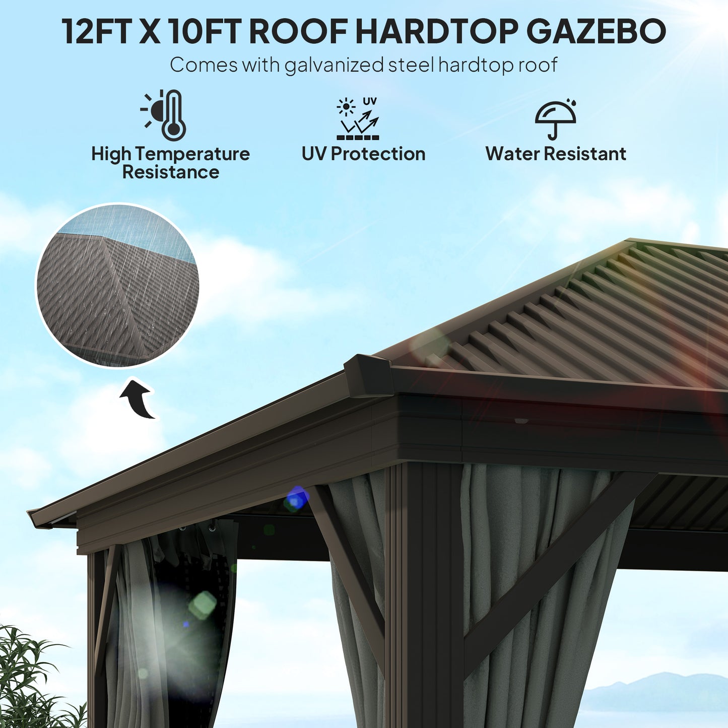 3.6 x 3 m Aluminium Hardtop Gazebo with Smart Drainage System