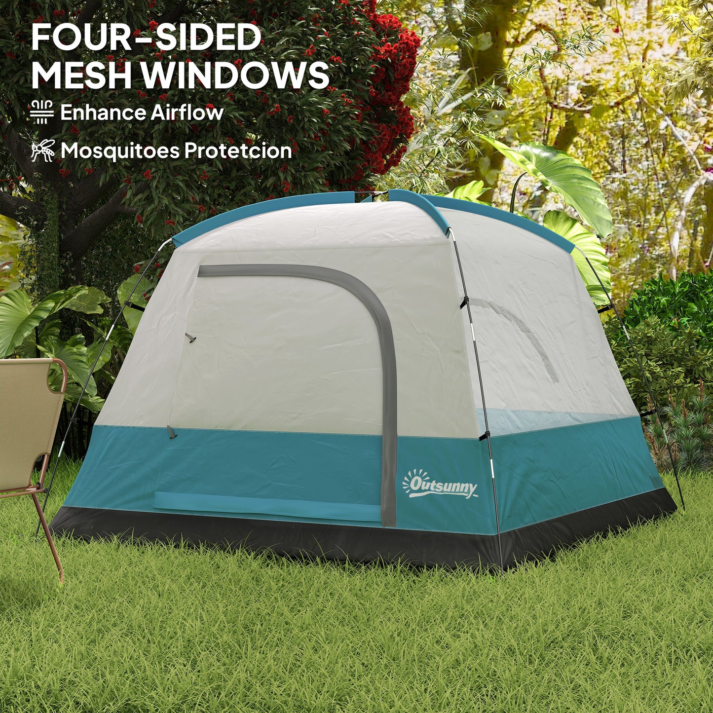 3-4 Person Camping Tent, Easy Set Up Waterproof Dome Tent (2)
