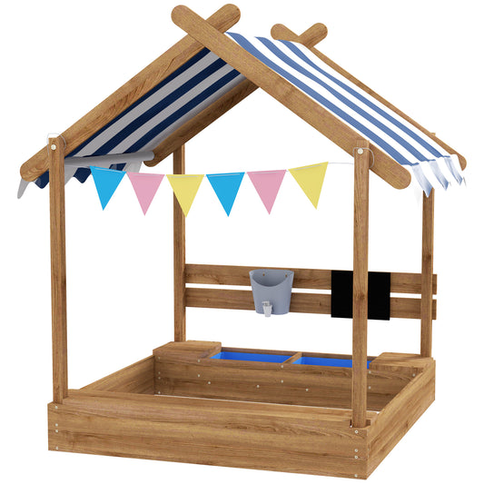 House-Designed Wooden Sandbox, Outdoor Sandpit, with Blackboard
