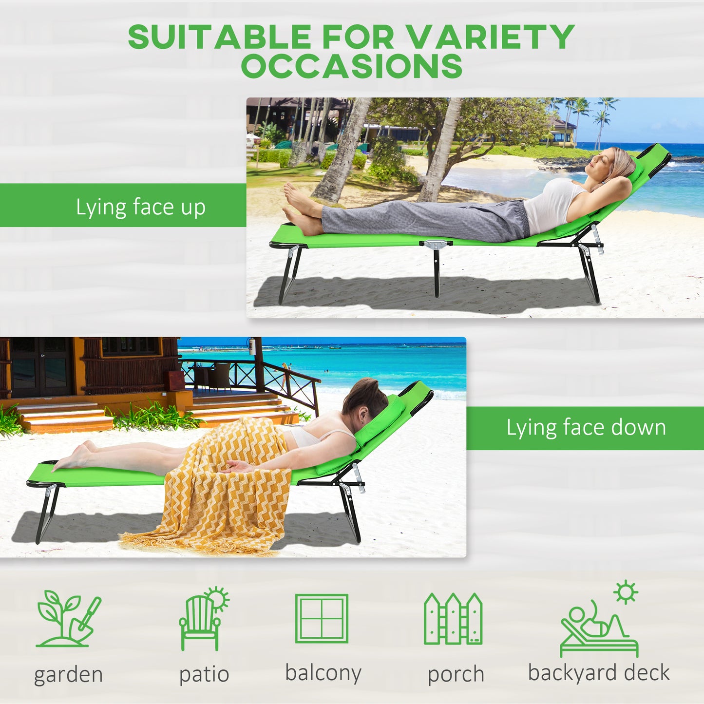 Folding Sun Loungers Set of 2 with Face Hole