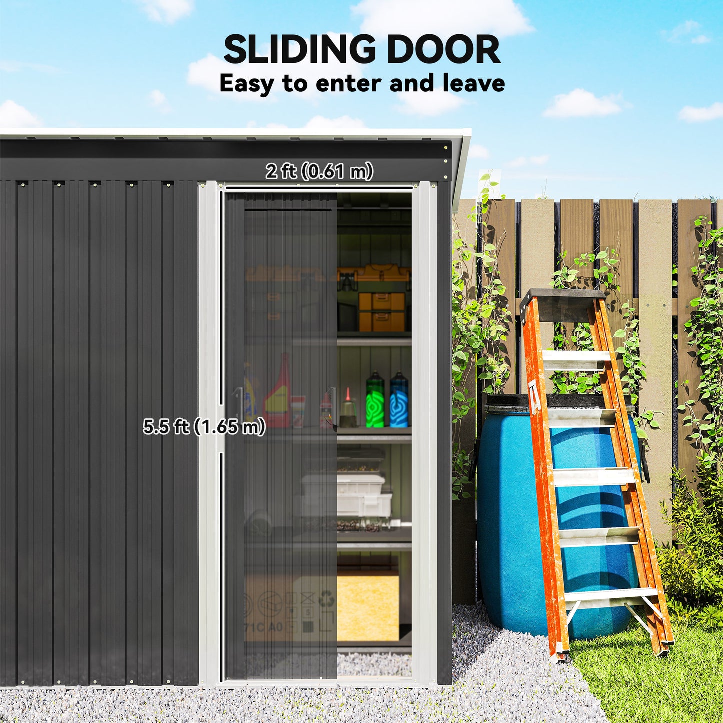 5 x 3ft Garden Storage Shed with Sliding Door