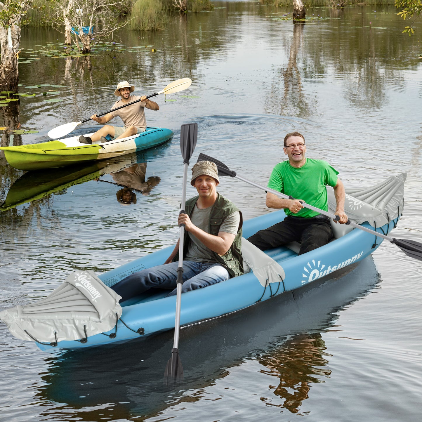 Inflatable Kayak, Two-Person Inflatable Canoe Boat Set with Air Pump
