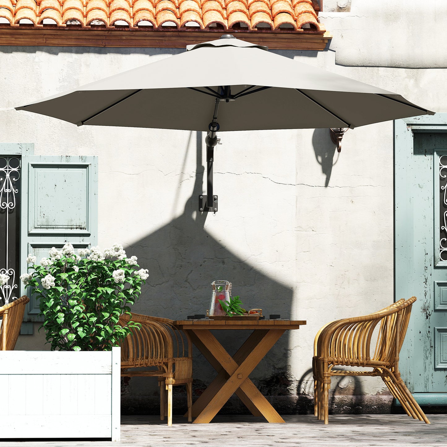 3(m) Wall-Mounted Parasol Shade, with Handle