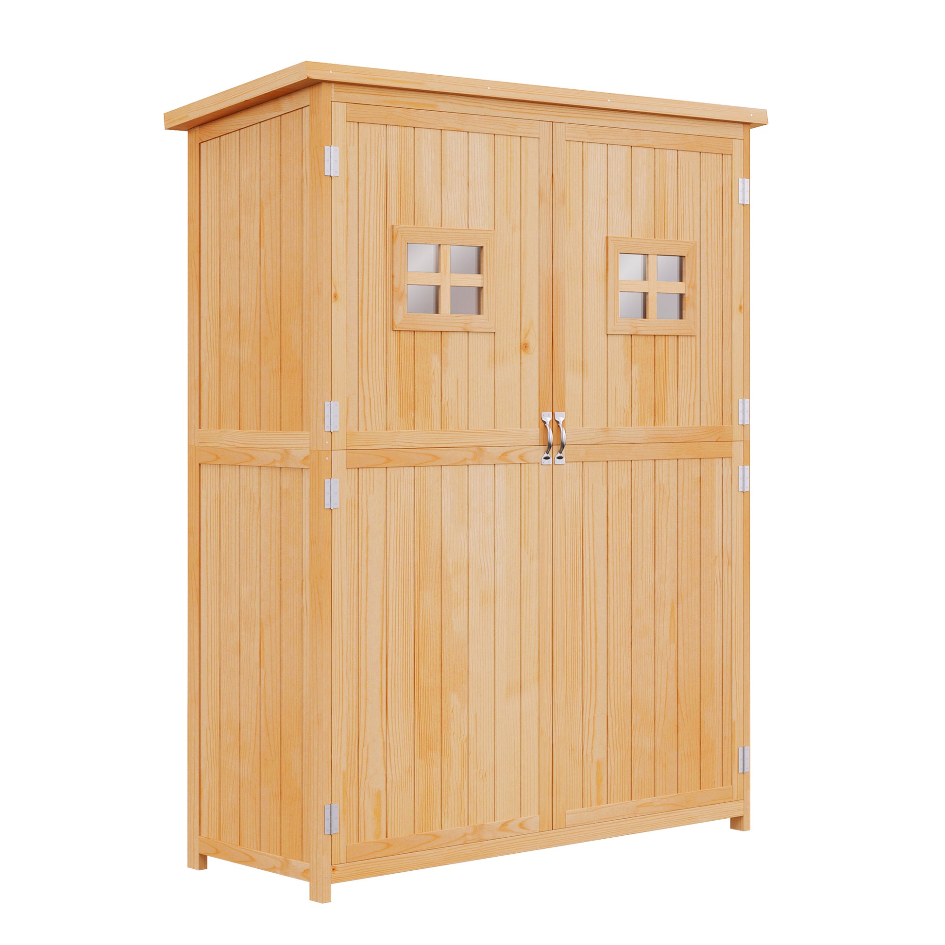 Wooden Garden Shed with Two Windows, Tool Storage Cabinet