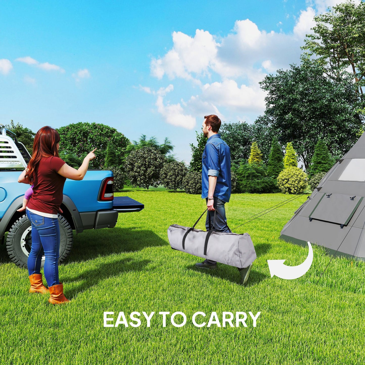 6 Men Tipi Tent with Carry Bag