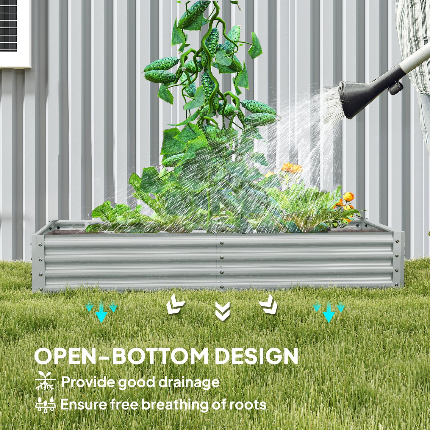 180 x 90cm Galvanised Steel Open Planter