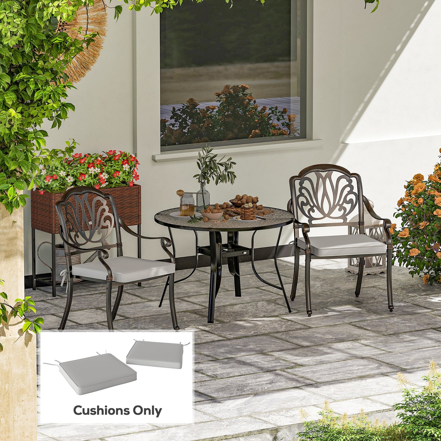 Set of Two 45 x 45cm Garden Seat Cushions