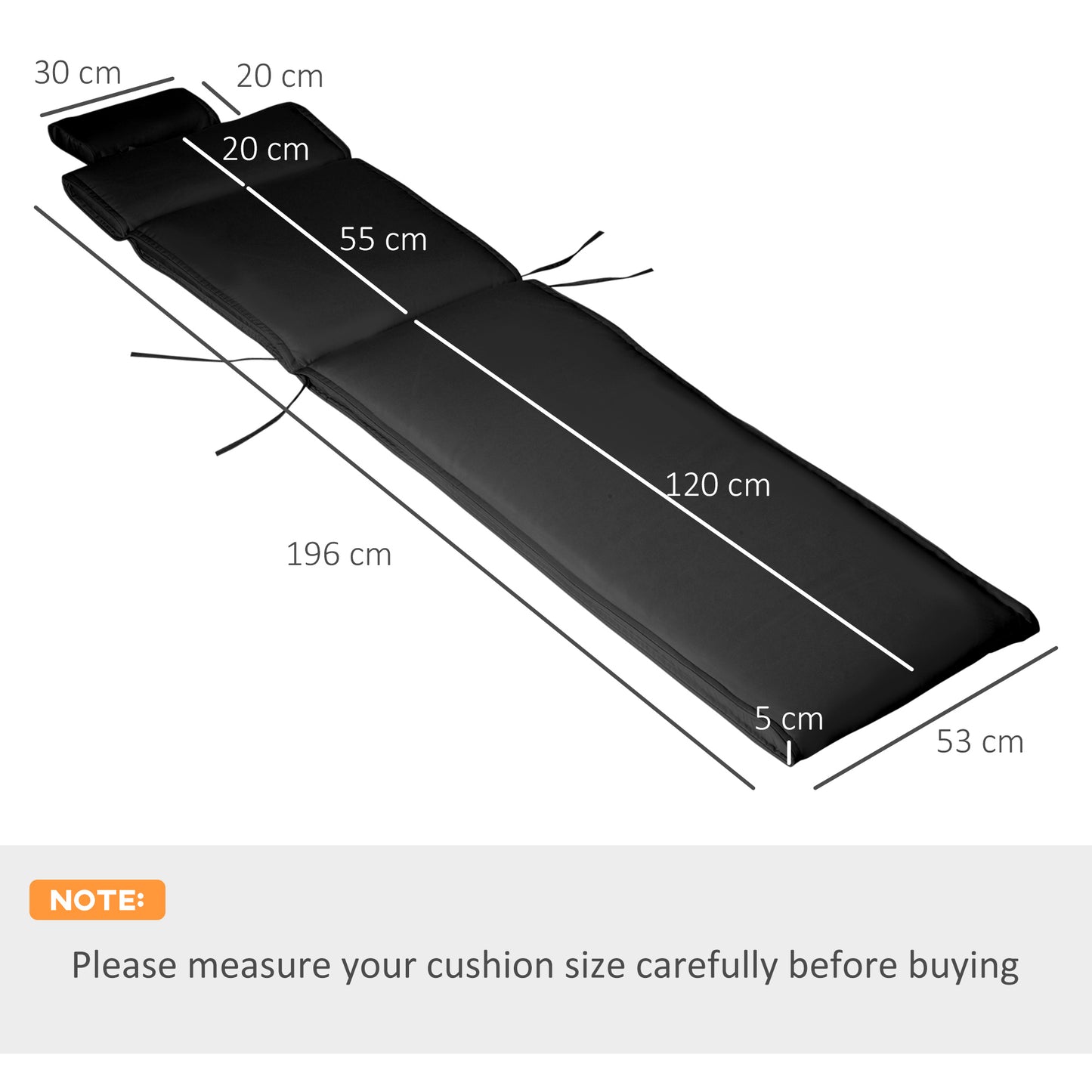 Garden Sun Lounger Cushion Replacement Soft Sunbed Reclining Chair