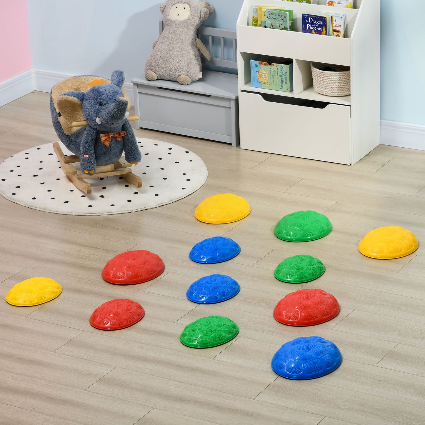 Eight-Piece Kids Stepping Stones, with Non-Slip Mats