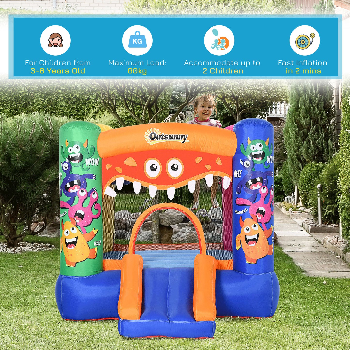 Bouncy Castle Inflatable Basket Trampoline Slide Monster Design 180