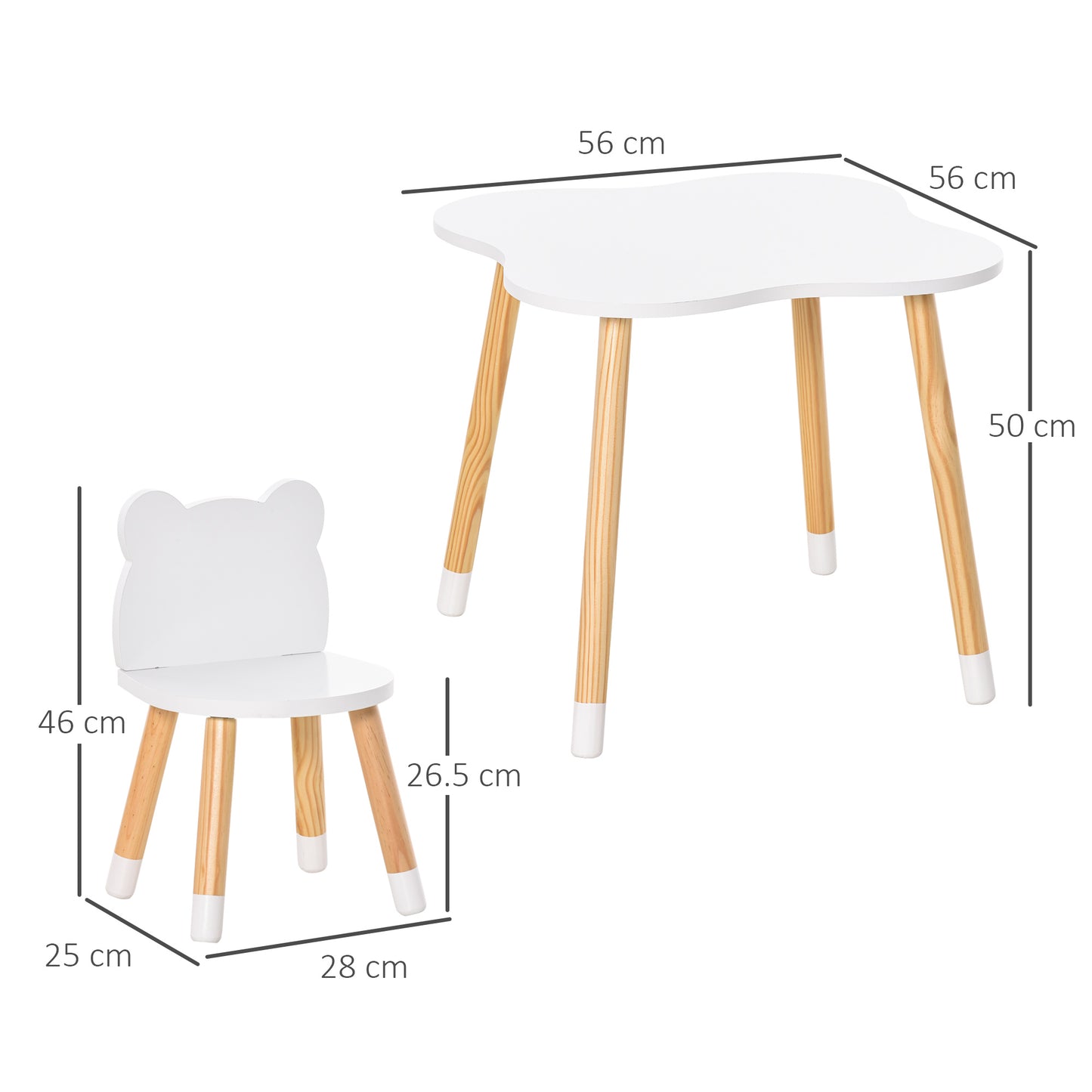 3-Piece Kids Table and Chair Set with 2 Bear-Shaped Chairs
