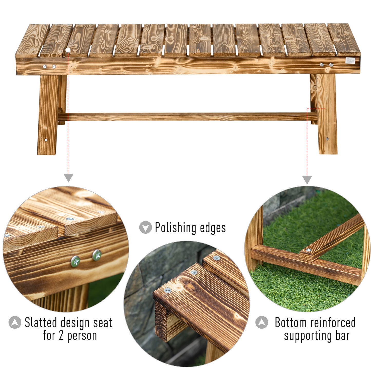 Wooden Garden Benches, 2 Seater Outdoor Benches