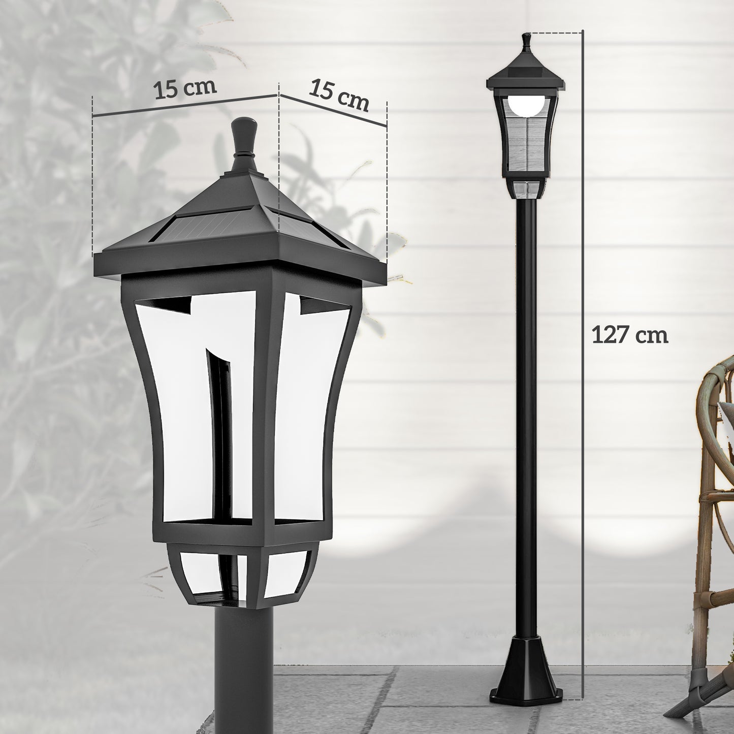 1.3 m Garden Lamp Post Light, LED Outdoor Solar Post Lights
