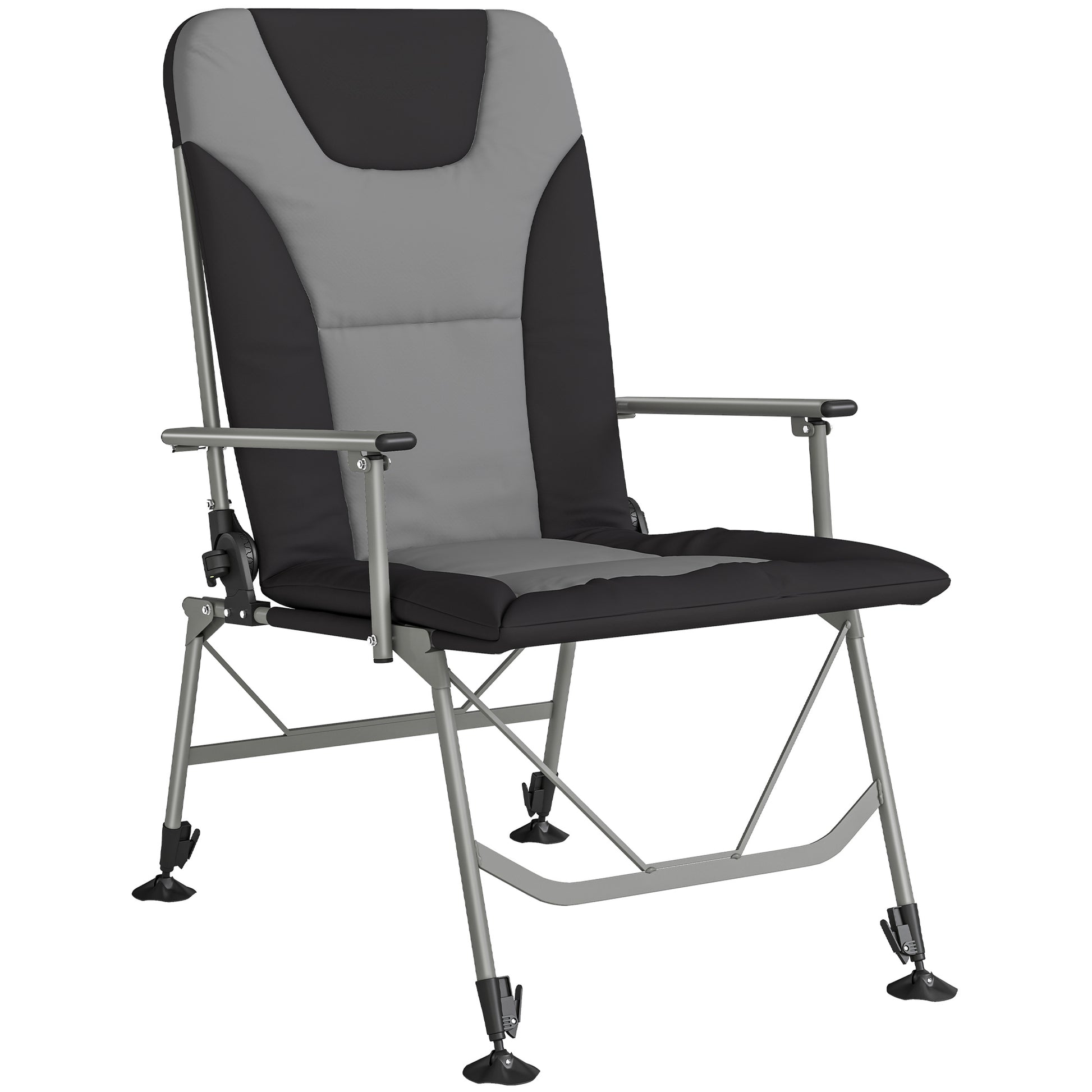 Camping Chair Padded Reclining Folding Chair with Wide Armrests (1)