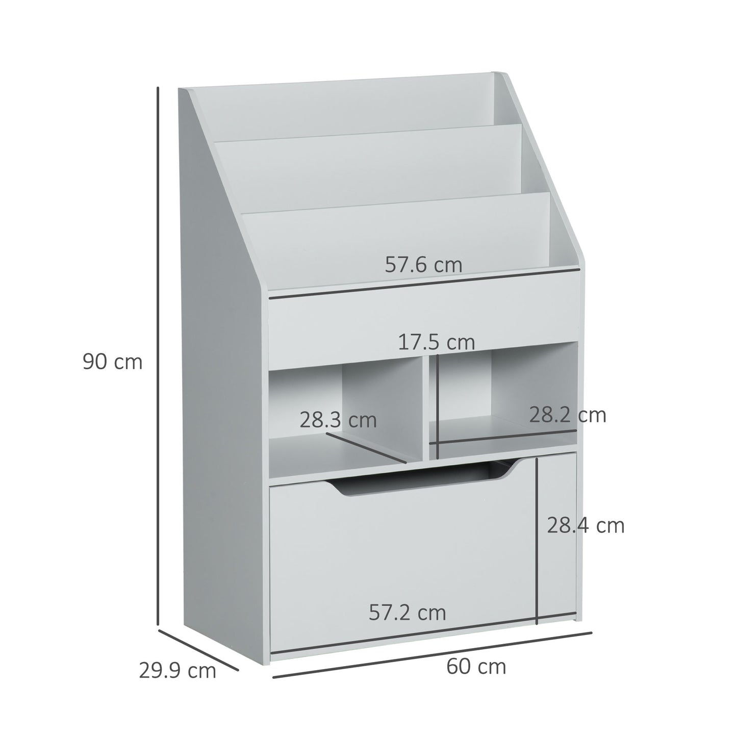 Kids Bookshelf, Toy Organiser, with Storage Drawer, Wheels