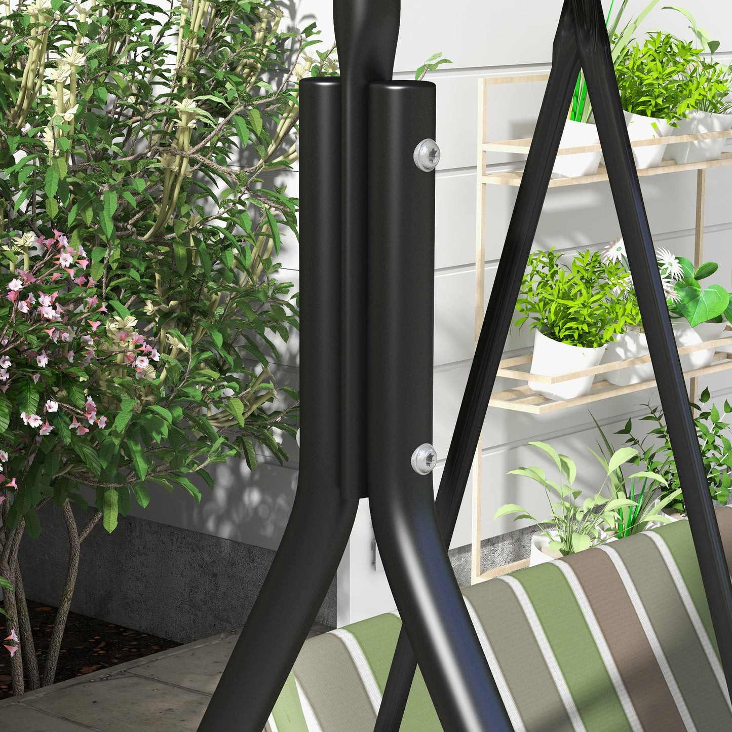 Three-Seater Garden Swing Chair, with Adjustable Canopy
