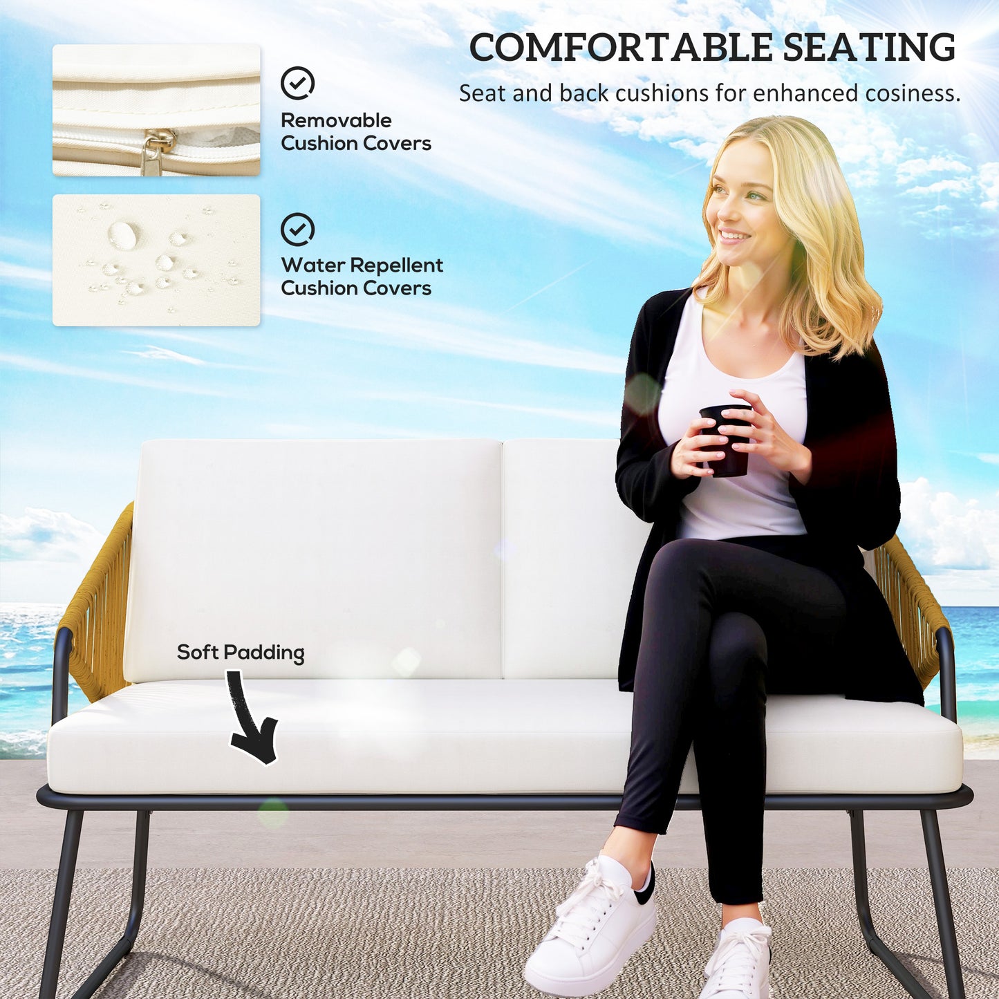 Four-Piece Rattan Strong Panel Outdoor Sofa Set